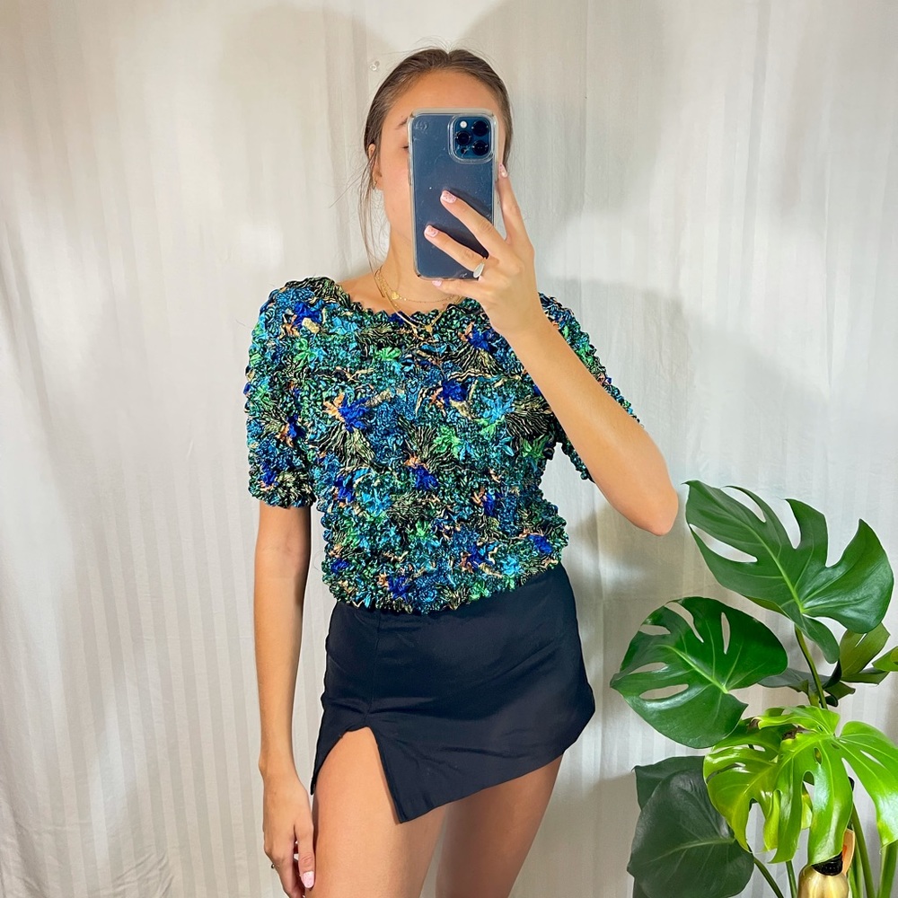 90’s Y2k Abstract Bubble Popcorn Top